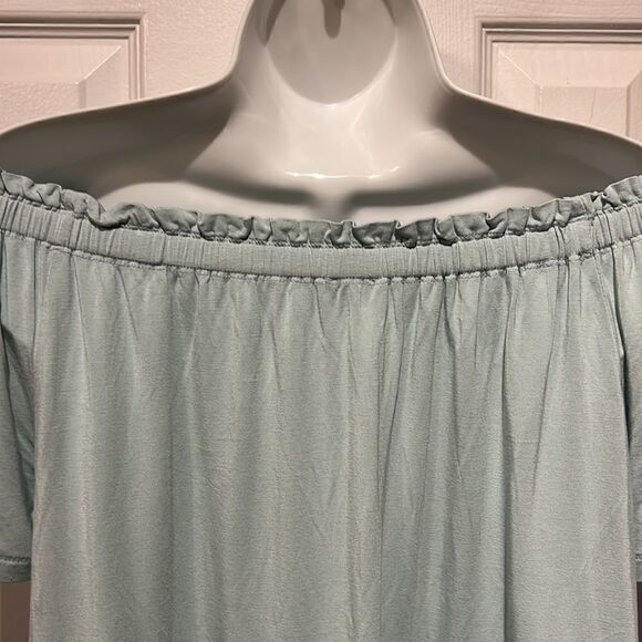 Wilfred Sartre Off‎ Shoulder Green Short Sleeve Top Size S - Picture 7 of 11